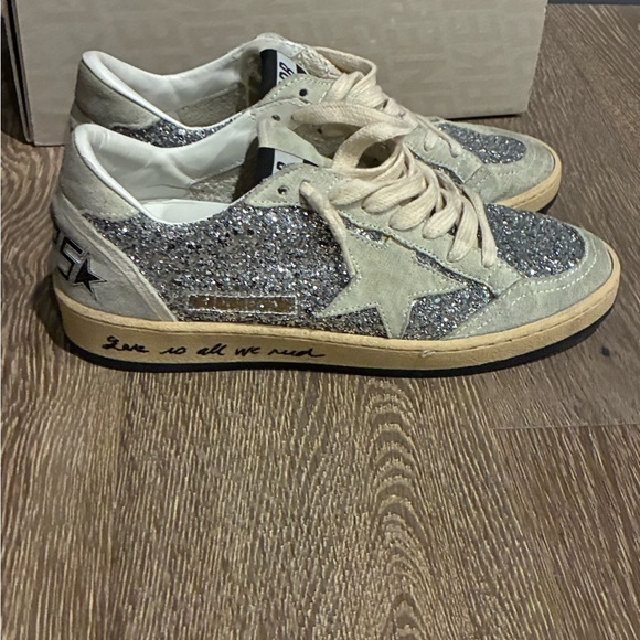 Golden Goose Silver Glitter Star Sneakers - Picture 2 of 8